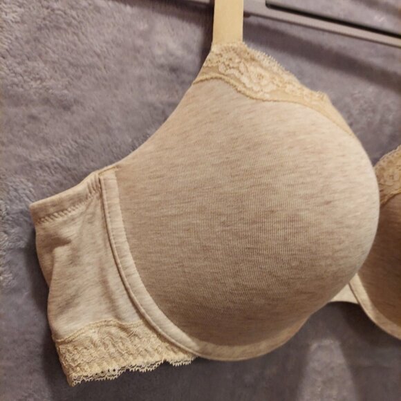 Ambrielle 42D Bra Organic Cotton Demi Underwire covertable straps jersey tan - Picture 5 of 16